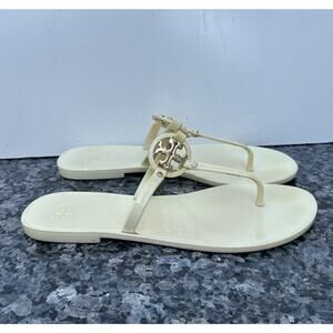 Tory Burch Mini Miller Flat Jelly Thong Sandals US Size 8 Ivory